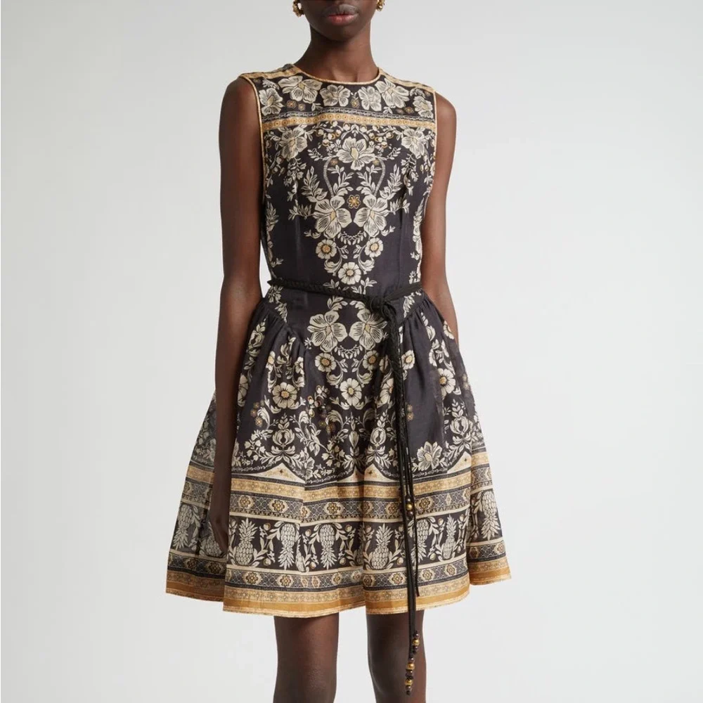 Zimmermann belted floral-print linen and silk-blend organza mini dress Size 0 - Picture 4 of 8